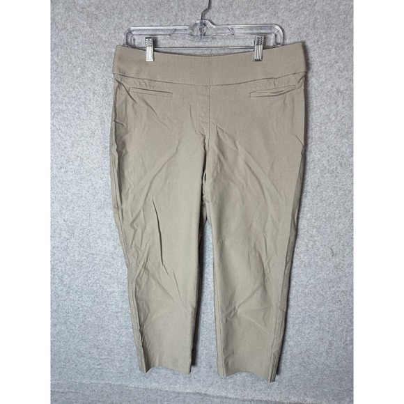 APT 9 Brynn Pants Womens‎ 14 Brown Slim Stretch Cropped Career Comfort Work - Picture 1 of 10